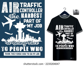 control del tráfico aéreo camiseta diseño vectorial aviación aeropuerto atc atco en funcionamiento