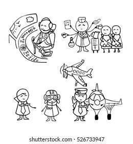 Air transport background with Doodle design style. Funny vector handwritten illustration.