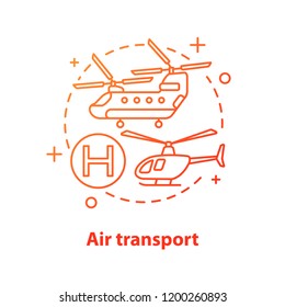 Air transport concept icon. Aviation idea thin line illustration. Helicopter. Vector isolated outline drawing