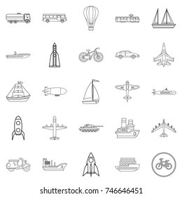 Air transport icons set. Outline set of 25 air transport vector icons for web isolated on white background