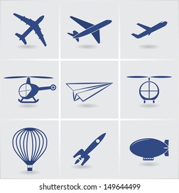 air transport icons. vector set. eps10