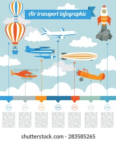 Air transport infographics elements. Retro styled illustration. Vector