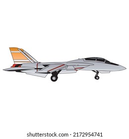 Air transport, military fighter, usaf aviation jet aircraft, cartoon style vector illustration, isolated on white.