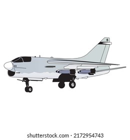 Air transport, military fighter, usaf aviation jet aircraft, cartoon style vector illustration, isolated on white.