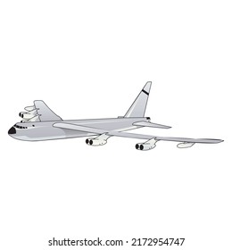 Air transport, military fighter, usaf aviation jet aircraft, cartoon style vector illustration, isolated on white.
