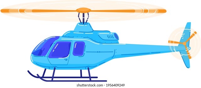 Air transport, modern helicopter, fast vehicle for air travel, design cartoon style vector illustration, isolated on white.