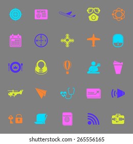 Air transport related color icons on gray background, stock vector