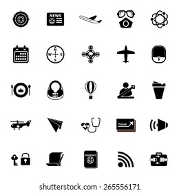 Air transport related icons on white background, stock vector
