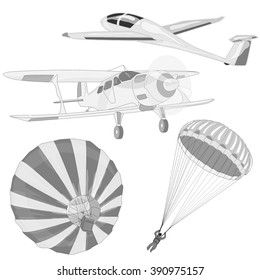 air transportation items vector set 