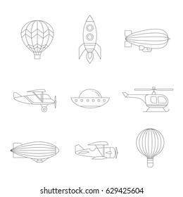 Air transportation outline icon set. Clean and simple design. Part four.