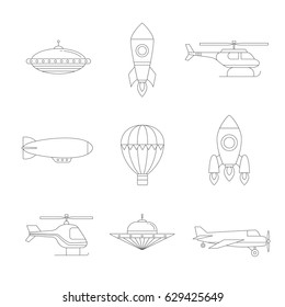 Air transportation outline icon set. Clean and simple design. Part two.