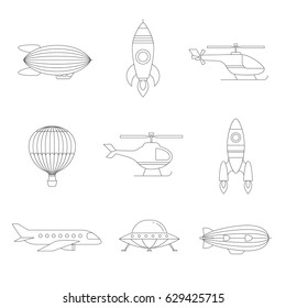 Air transportation outline icon set. Clean and simple design. Part one.