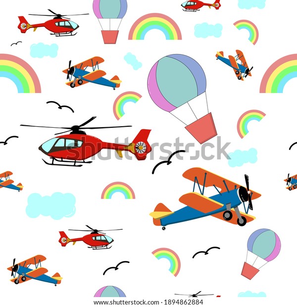 air transportation seamless pattern perfect for background or kid's room wallpaper