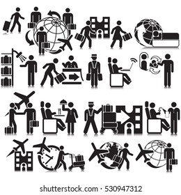 Air Travel Activities icon set