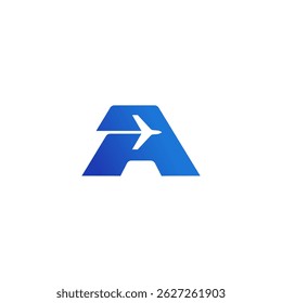 air travel agency logo, letter A shape of a Jet airplane tail. transport, logistics symbol icon