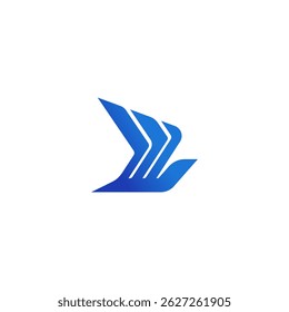 air travel agency logo, shape of iconic bird fly transport, logistics symbol icon