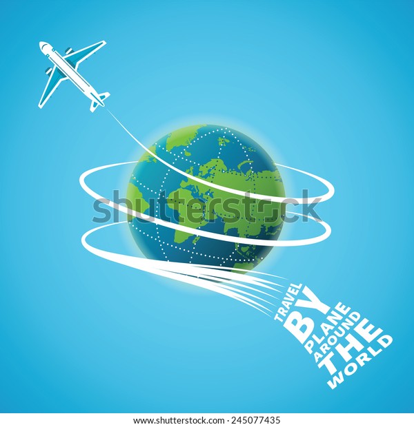 Air travel around
the world vector concept