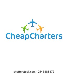 Air travel company logo template. 3 airplanes flying to different directions as a symbol of charter flights worldwide. The logo is very well balanced and can be widely used in the tourism business.