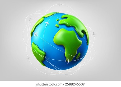 Air travel concept. 3d vector illustration
