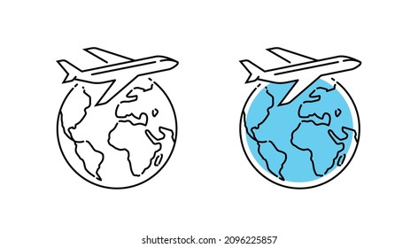Air travel concept icon. Plane vector isolated outline drawing