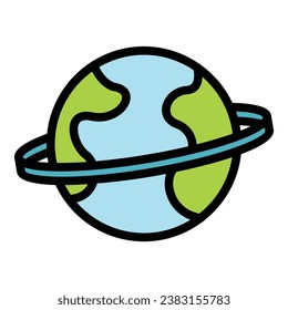 Air travel icon outline vector. World globe. Earth tour color flat