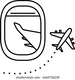 Air travel icon in outlines 
