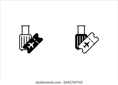 air travel icon set. flight ticket and travel bag. vacation and trip symbols. isolated vector images for tourism design