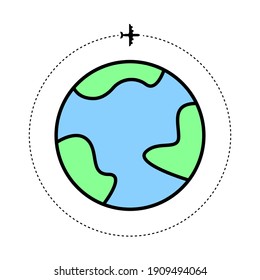 Icono de viaje aéreo. Icono vector del viaje en avión. Icono de vector de viaje en estilo plano. Icono aislado.