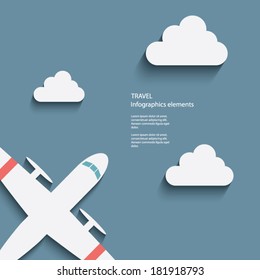 Air travel infographics template with space for text. Eps10 vector illustration