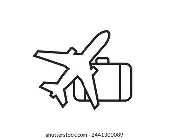 air travel line icon. plane and luggage. vacation and journey symbol. isolated vector image for tourism design