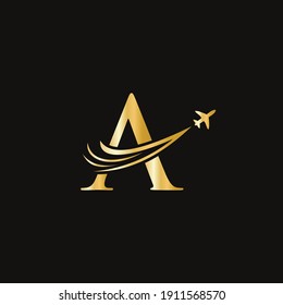 Air Travel A Logo Design with A letter. Letter A Air travel logo design template.