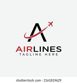 Air Travel A Logo Design with A letter. Airlines logo template design,  Symbol and Icon Vector Template. 