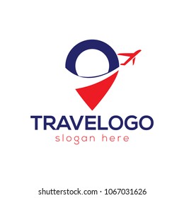 Plantilla del logotipo de viaje aéreo. Logo de viaje. Logo del avión