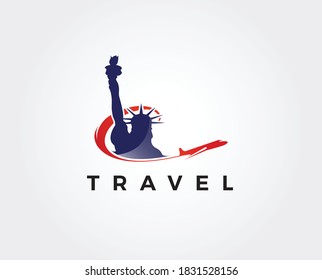 Air Travel Logo Template. American, United States Logo. 