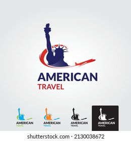 Air travel logo template. american, united states logo. 