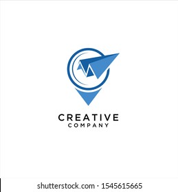 Air travel logo template. Travel logo. Pin logo. Location on map 