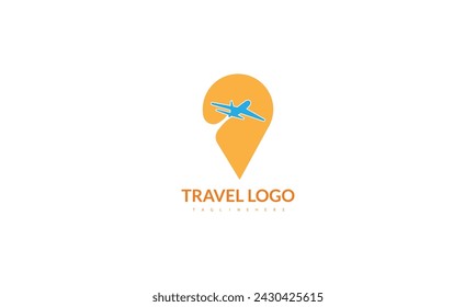 Air travel logo template. Travel logo. Pin logo. Location on map logo concept. Plane icon.