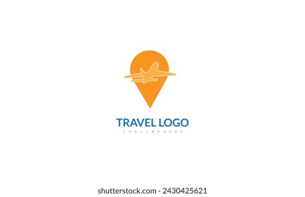 Air travel logo template. Travel logo. Pin logo. Location on map logo concept. Plane icon.