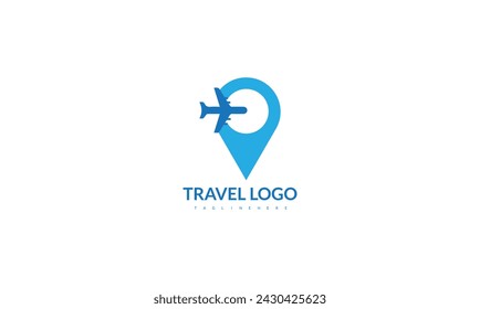 Air travel logo template. Travel logo. Pin logo. Location on map logo concept. Plane icon.