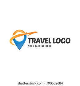 Air travel logo template. Travel logo. Pin icon. Location on map logo concept. Plane icon. Plane vector. Airplane logo. Airplane, Plane icon. Airplane vect