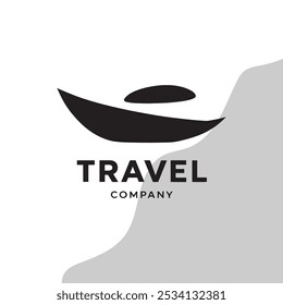 Air travel logo template. Travel logo.  river logo concept.  Plane vector. Landscape logo. Airplane icon. Airplane vector