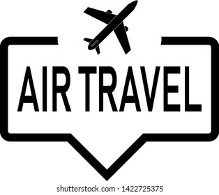 Air travel logo vector flat, speech biubble vector with airplane