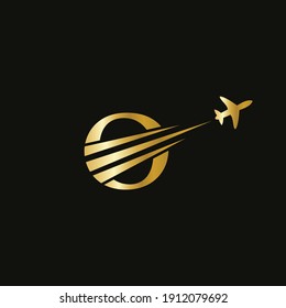 Air Travel O Logo Design with O letter. Letter O Air travel logo design template.