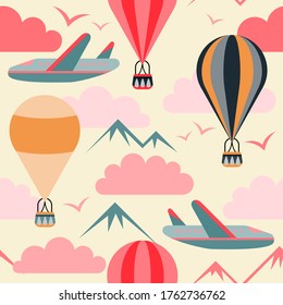 Air travel pattern seamless design. Decoration textile and paper series