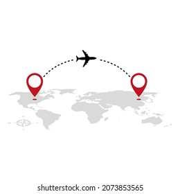 air travel route vector illustration for travel agency background. holiday backgrounds