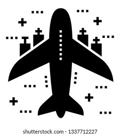 Air travel transport with aeroplane or airplane 