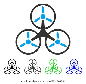 Air Tricopter flat vector pictograph. Colored air tricopter gray, black, blue, green pictogram variants. Flat icon style for application design.