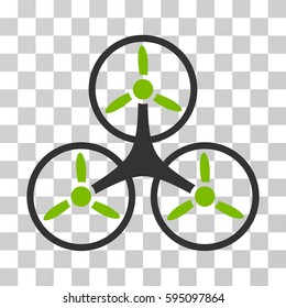 Air Tricopter icon. Vector illustration style is flat iconic bicolor symbol, eco green and gray colors, transparent background. Designed for web and software interfaces.