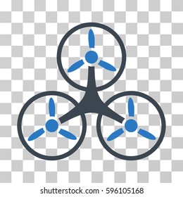 Air Tricopter icon. Vector illustration style is flat iconic bicolor symbol, smooth blue colors, transparent background. Designed for web and software interfaces.
