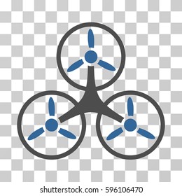 Air Tricopter icon. Vector illustration style is flat iconic bicolor symbol, cobalt and gray colors, transparent background. Designed for web and software interfaces.